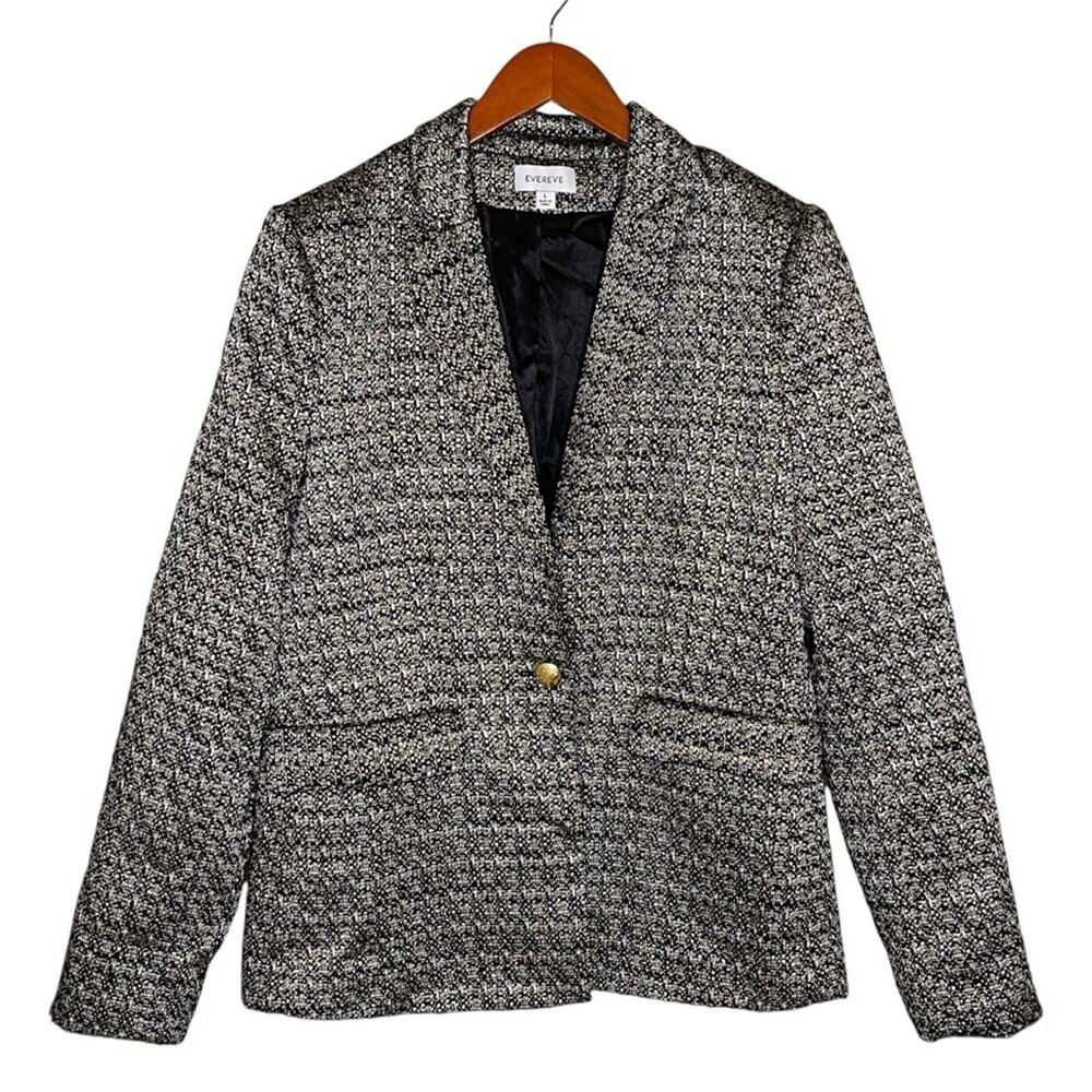 Evereve Starstruck One Button Blazer in Gold Black Metallic L